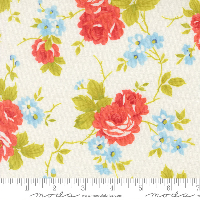 Rosie Country Rose Florals Whipped Cream 108" scale