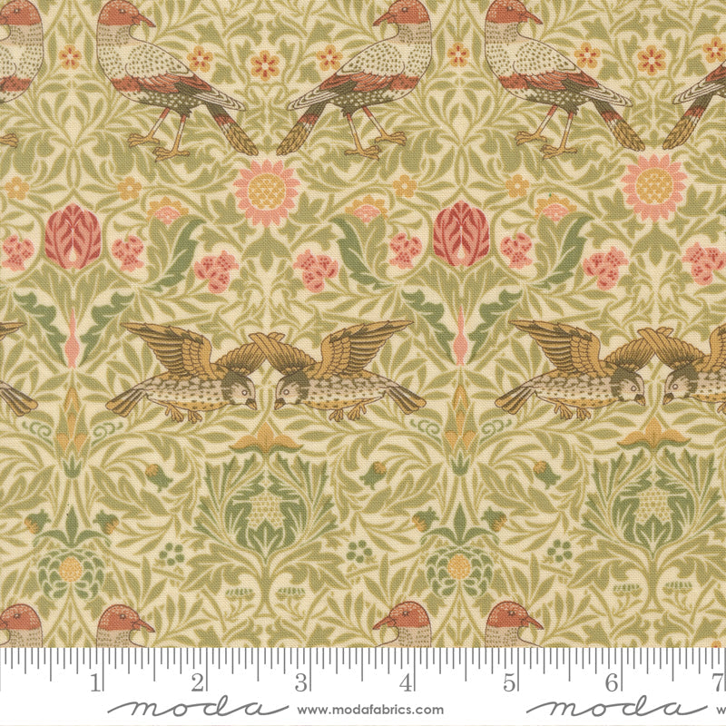 Morris Muse Parchment Birds Damask Birds scale
