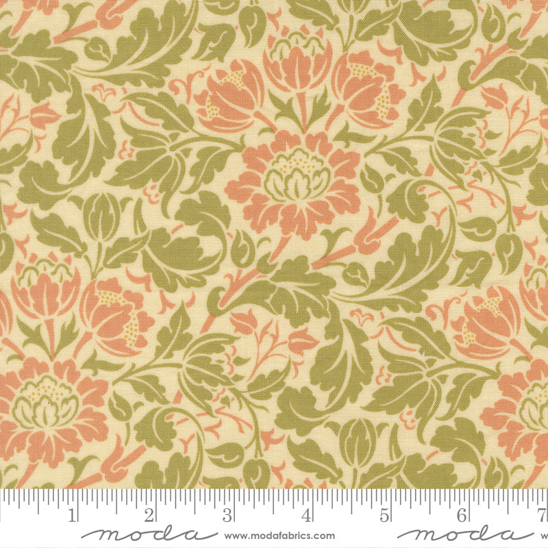 Morris Muse Parchment Flowering Scroll Florals scale