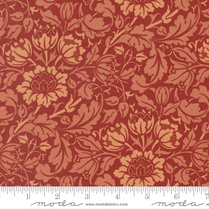Morris Muse Russet Flowering Scroll Florals scale