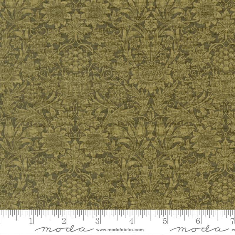 Morris Muse Sage Sunflower Damask scale