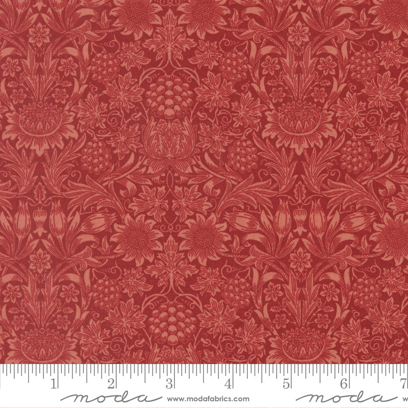 Morris Muse Russet Sunflower Damask scale