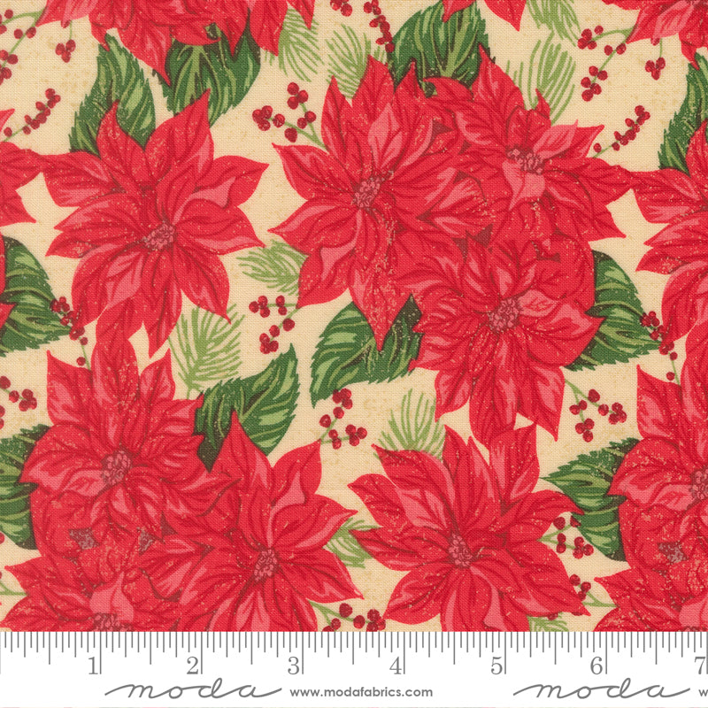 Holiday Cheer Vintage Poinsettia Florals Natural by Stacy Lest Hsu for Moda Fabrics 20971-11 scale
