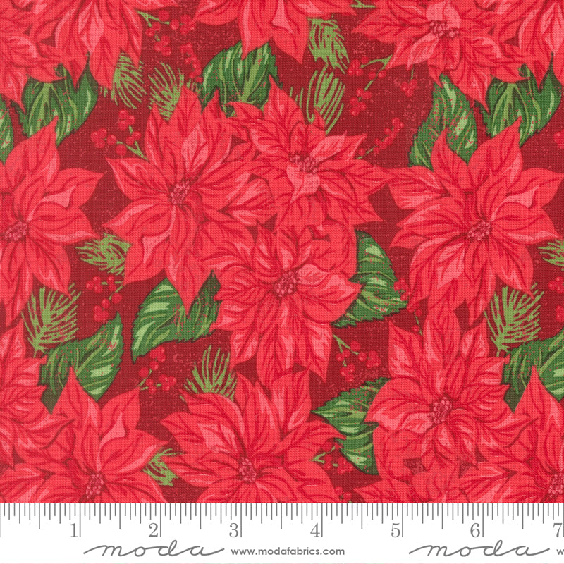Holiday Cheer Vintage Poinsettia Florals Cardinal by Stacy Lest Hsu for Moda Fabrics 20971-18 scale