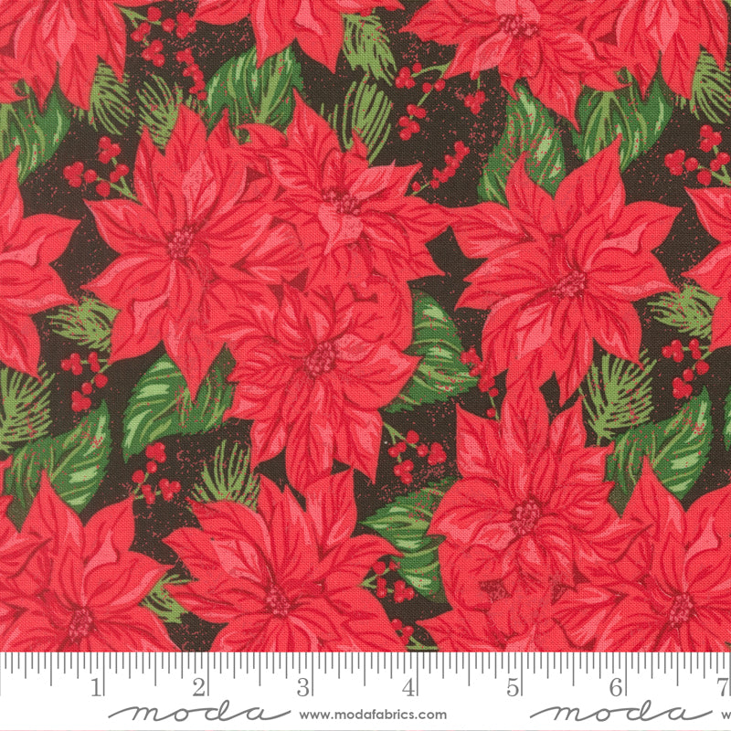 Holiday Cheer Vintage Poinsettia Florals Midnight Poinsettia by Stacy Lest Hsu for Moda Fabrics 20971-30 scale