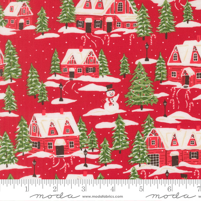 Holiday Cheer Cardinals Village Landscape and Nature Scenic Poinsettia by Stacy Lest Hsu for Moda Fabrics 20972-17 scale