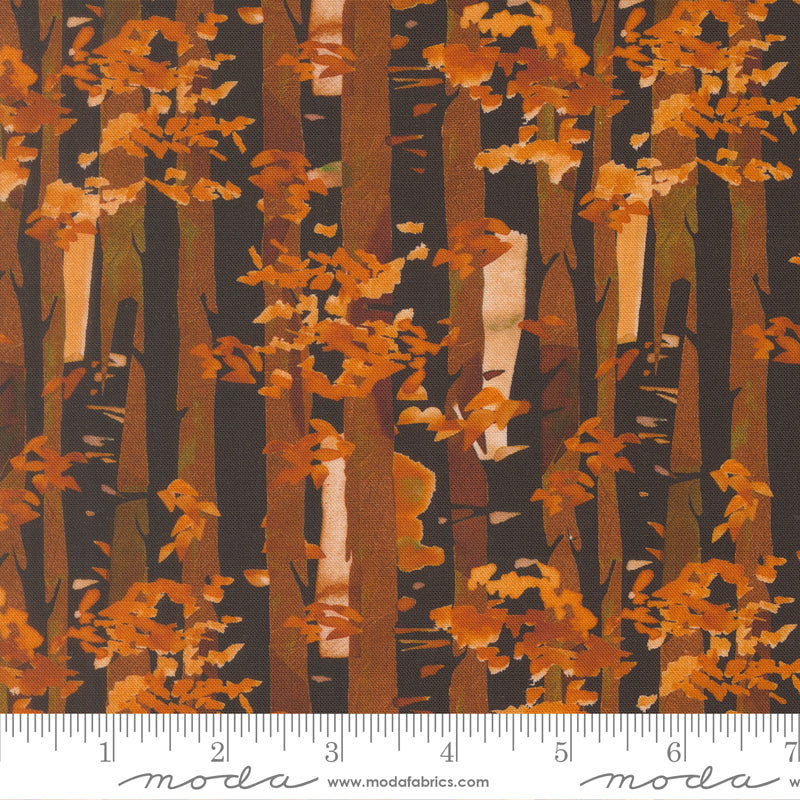 Northern Brights Birch Stripes Landscape Watercolor Night Sky by Amarilys Henderson for Moda Fabrics 21857-13 scale