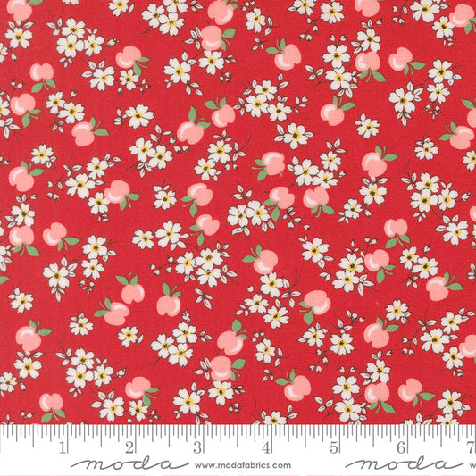 30s Playtime Apple Blossum Scarlet by Linzee McCray for Moda Fabrics 23371-14 scale