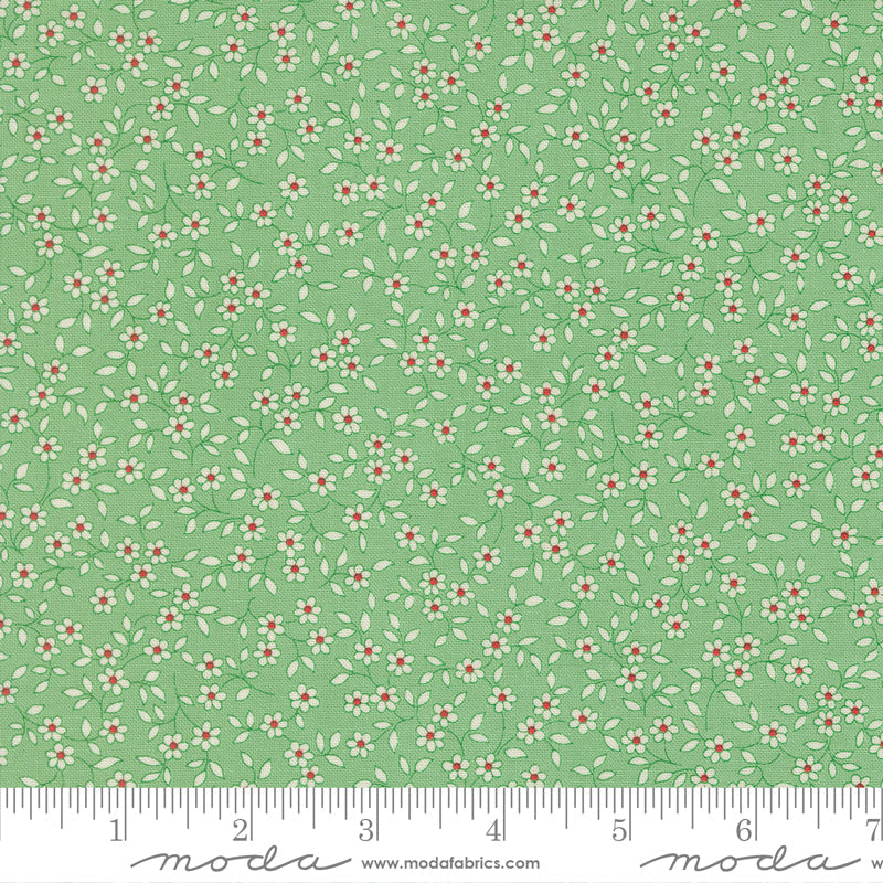 30s Playtime Blooming Vines Ditsy Aloe by Linzee McCray for Moda Fabrics 23378-16 scale