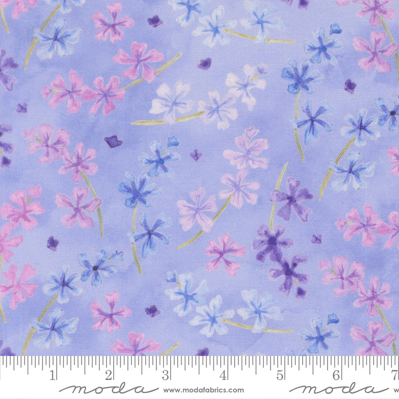 Delphinium Lilac Florals BLUEBELL by Janet Clare for Moda 24651-13 scale
