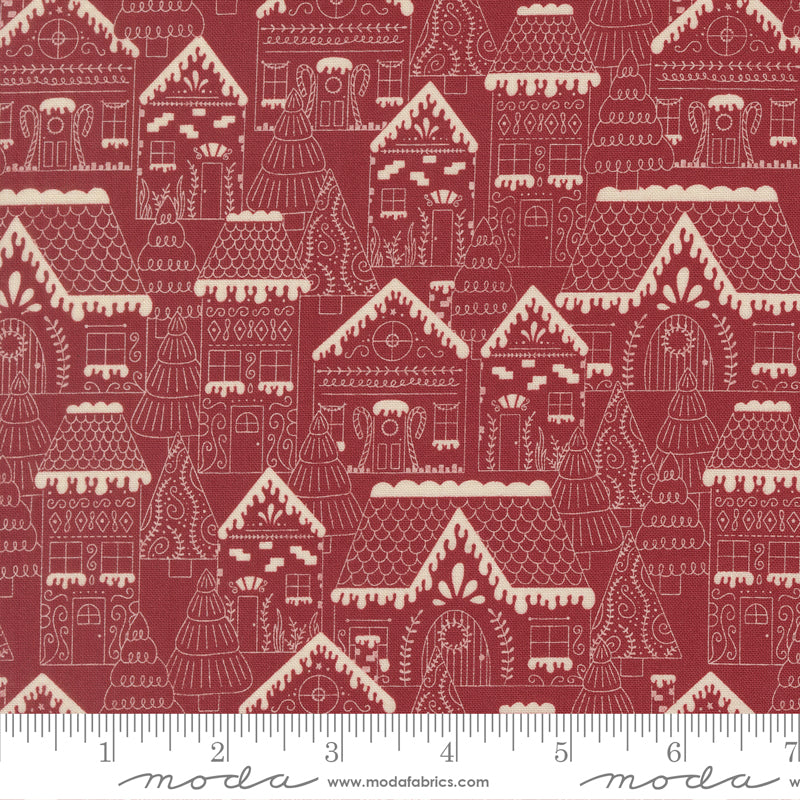 Gingerbread Lane Gingerbread Lane Landscape and Nature Cranberry by Kileys Quilt Room for Moda Fabrics 26150-18 scale