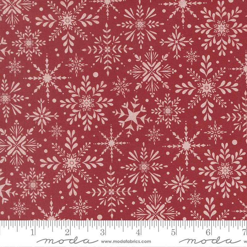 Gingerbread Lane Blizzard Christmas Snowflake Cranberry by Kileys Quilt Room for Moda Fabrics 26153-18 scale