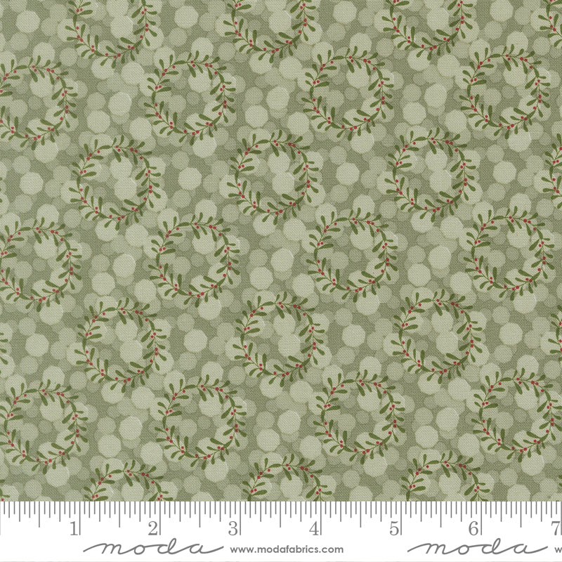 Gingerbread Lane Glittering Lights Blenders Wreaths Mistletoe by Kileys Quilt Room for Moda Fabrics 26155-13 scale