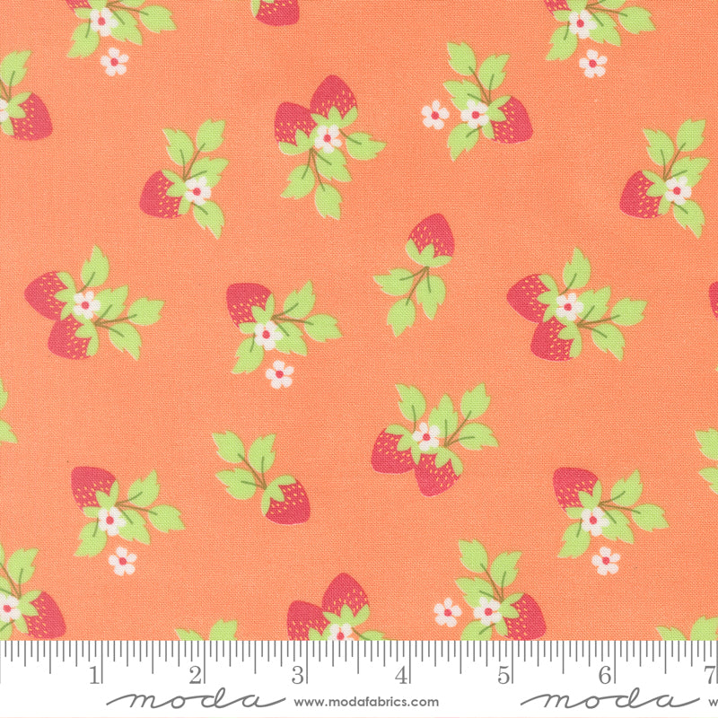 Fruit Salad Strawberries Novelty CORAL by Corey Yoder for Moda 29243-14 scale