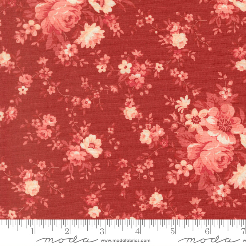 Petals And Polka Dots Blossoms Florals Rose by Bunny Hill Designs for Moda Fabrics 3080-20 scale