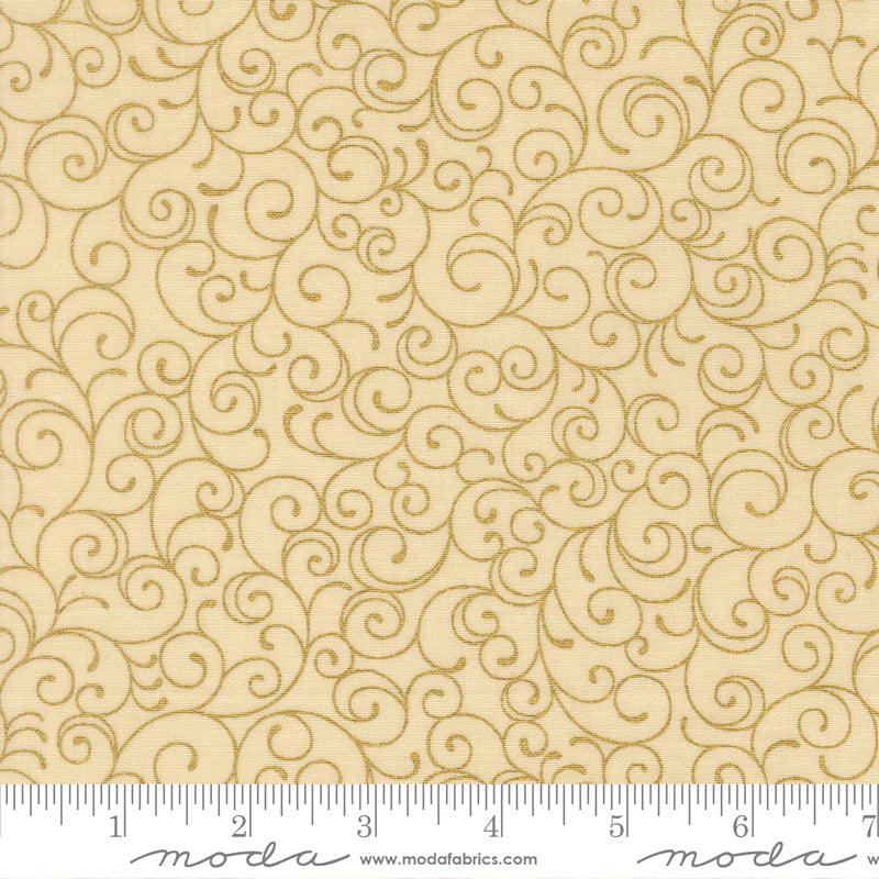 Merry Manor Metallic Swirl Blenders Cream by Moda Fabrics for Moda Fabrics 33865-11M scale