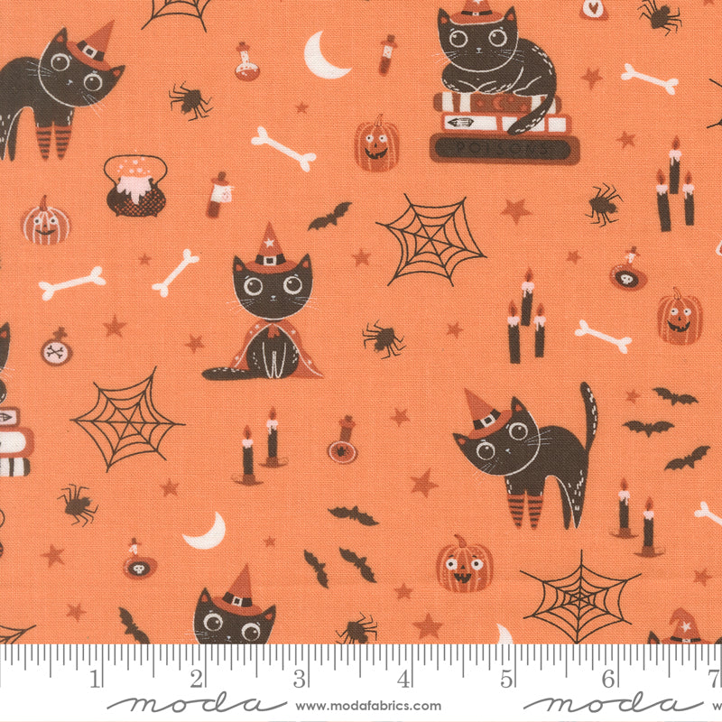 Purrs And Boos Cats Novelty Pumpkin by Elena Amo for Moda Fabrics 39060-14 scale