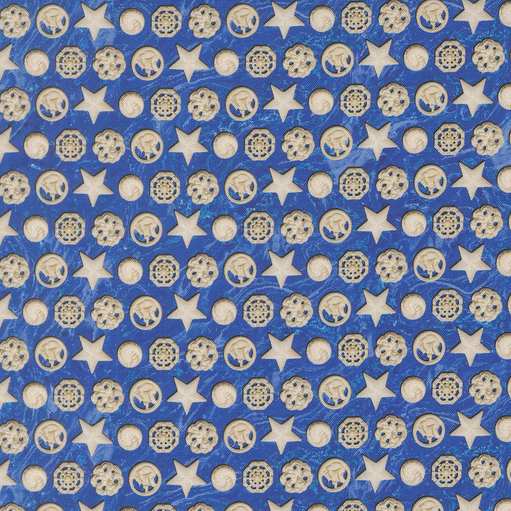 Saltwater Dark Blue The White Pearl Novelty Shells yardage