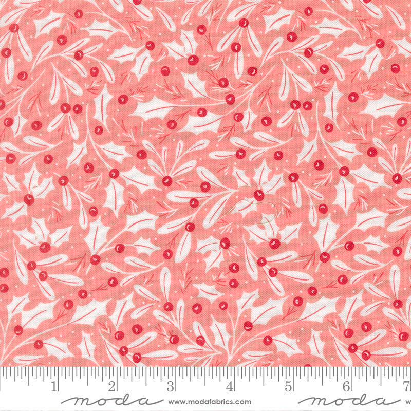 Merrily On High Winter Berries Christmas Holly Blush by Sweetfire Road for Moda Fabrics 43211-12 scale