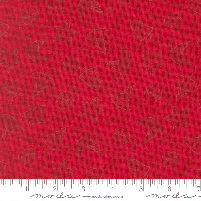 Merrily On High Cookie Cutters Novelty Christmas Red by Sweetfire Road for Moda Fabrics 43213-13 scale