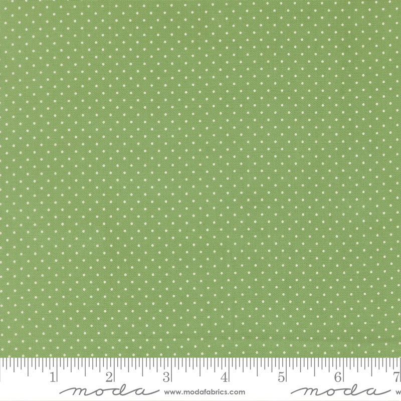 Merrily On High Festive Dot Dots Evergreen by Sweetfire Road for Moda Fabrics 43216-14 scale