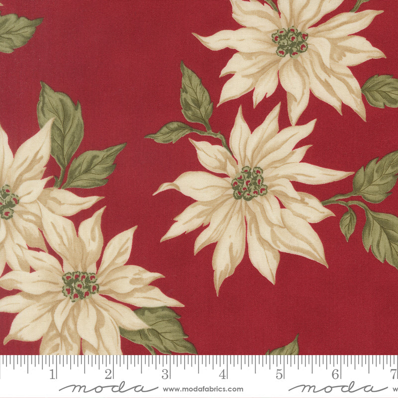 Candlelight Christmas Poinsettia Florals Crimson by 3 Sisters for Moda Fabrics