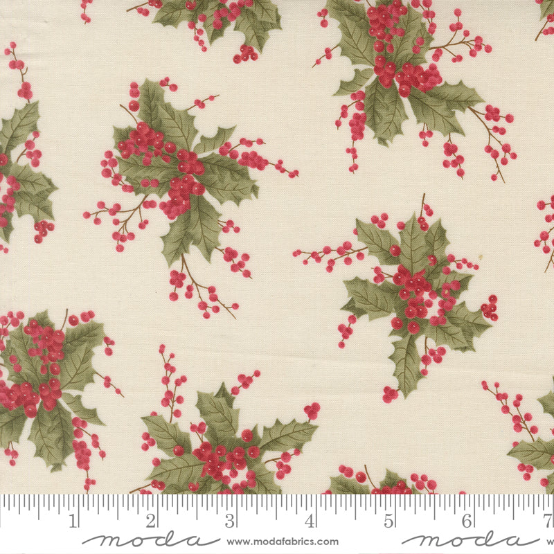 Candlelight Christmas Holly Berrie Christmas Cream by 3 Sisters for Moda Fabrics