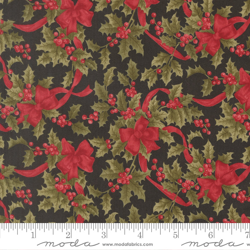 Candlelight Christmas Christmas Bows and Holly Berries Ebony by 3 Sisters for Moda Fabrics
