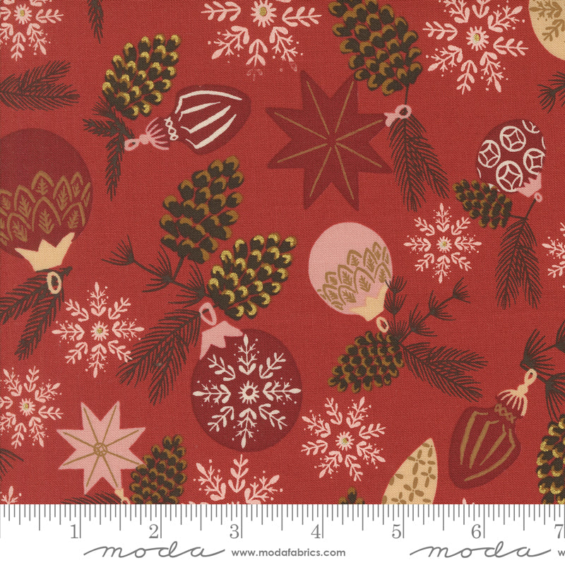 Old World Yuletide Branches and Baubles Poinsettia by Fancy That Design House for Moda Fabrics