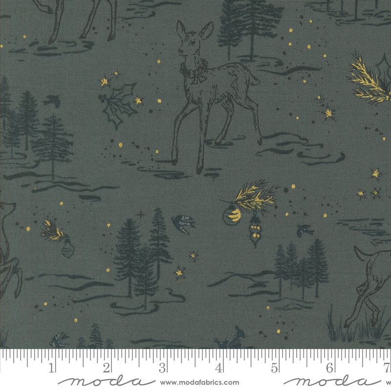 Old World Yuletide Oh Deer Toile Landscape and Nature Dusk by Fancy That Design House for Moda Fabrics