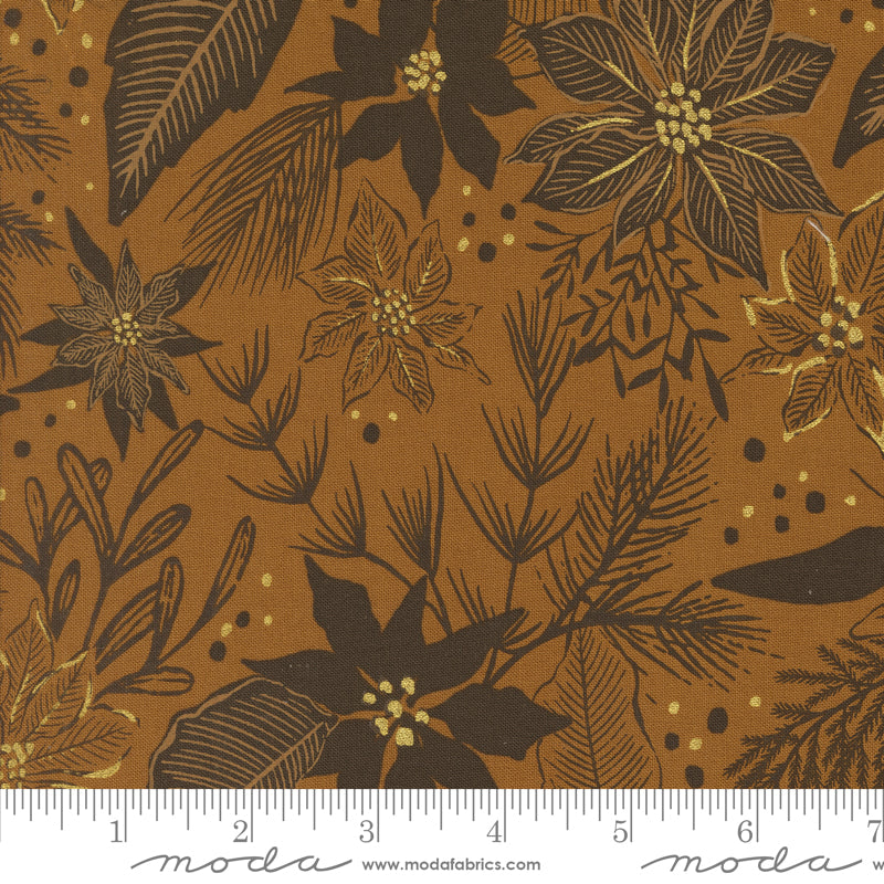 Old World Yuletide Winter Botanicals Sprigs and Berries Sienna by Fancy That Design House for Moda Fabrics