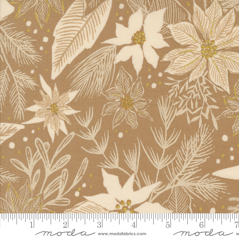 Old World Yuletide Winter Botanicals Sprigs and Berries Mushroom by Fancy That Design House for Moda Fabrics