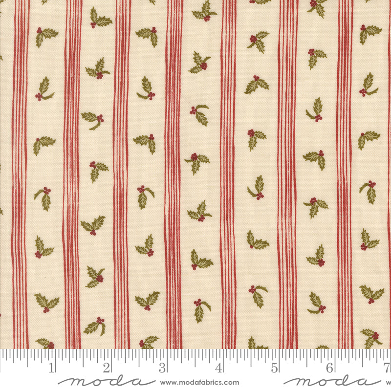 Old World Yuletide Striped Ribbons Eggshell by Fancy That Design House for Moda Fabrics