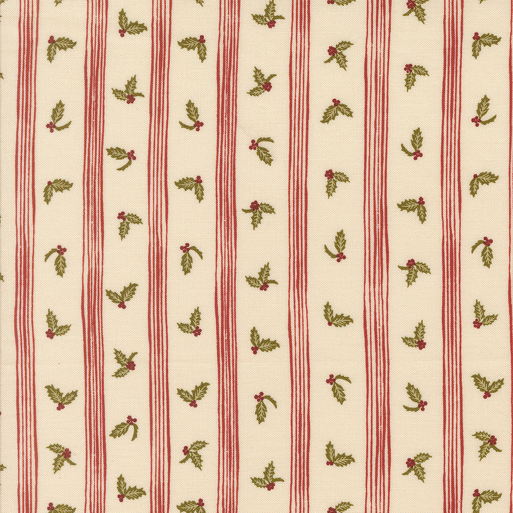 Old World Yuletide EGGSHELL STRIPES HOLLY
