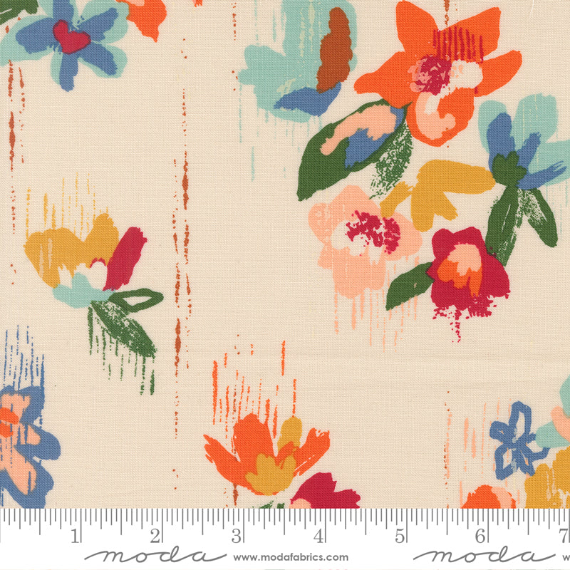 Boho Haven Brush Stroke Floral EGGSHELL by Fancy That Design House for Moda 45640-11 scale