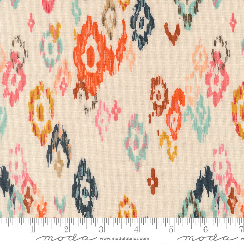 Boho Haven Feathered Ikat Blenders EGGSHELL by Fancy That Design House for Moda 45642-11 scale