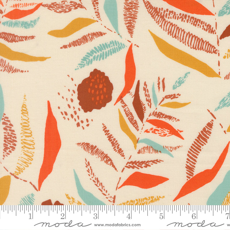 Boho Haven Textured Frond Blenders Leaves EGGSHELL by Fancy That Design House for Moda 45643-11 scale