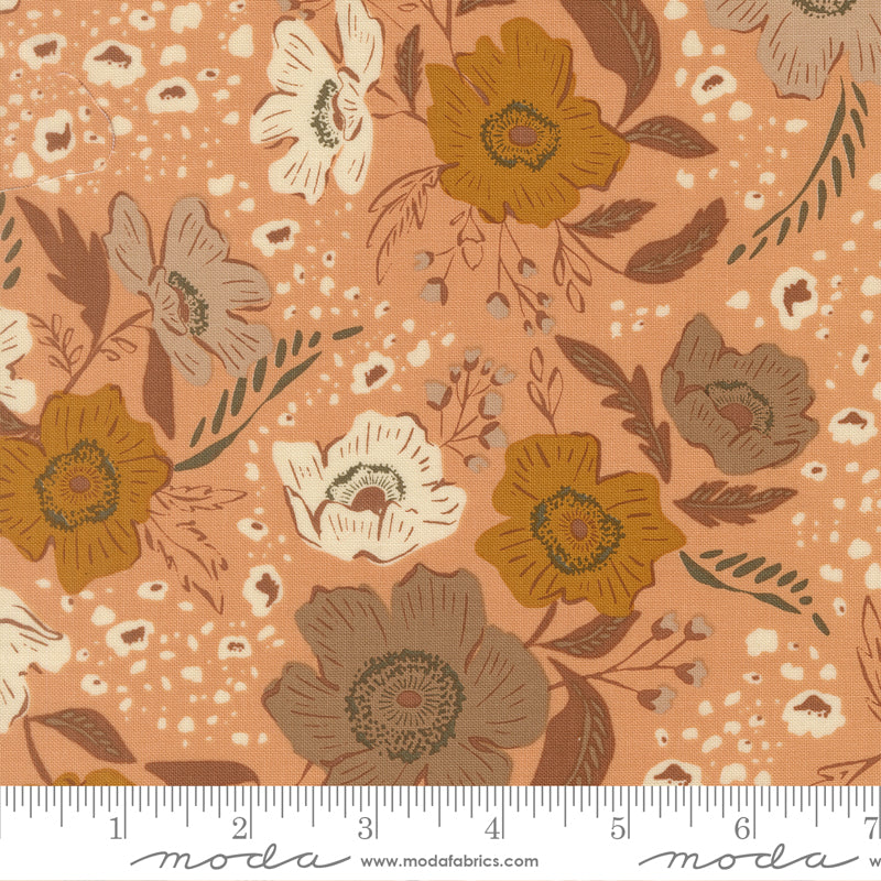 Wellspring Flora Flourish Florals Coral Seashell by Fancy That Design House for Moda Fabrics