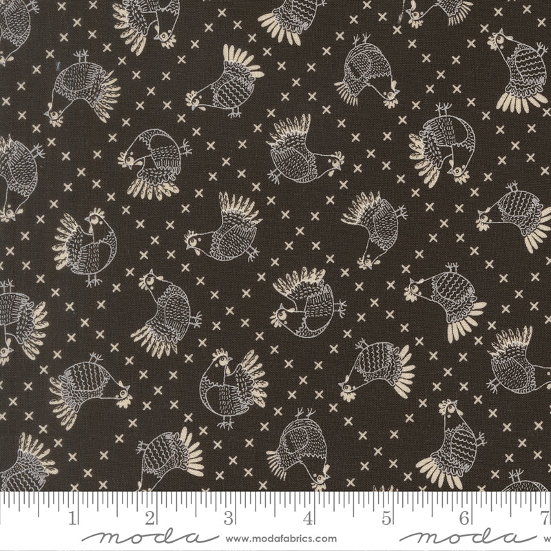 The Henhouse IRON Cross Stitch Chickens yardage