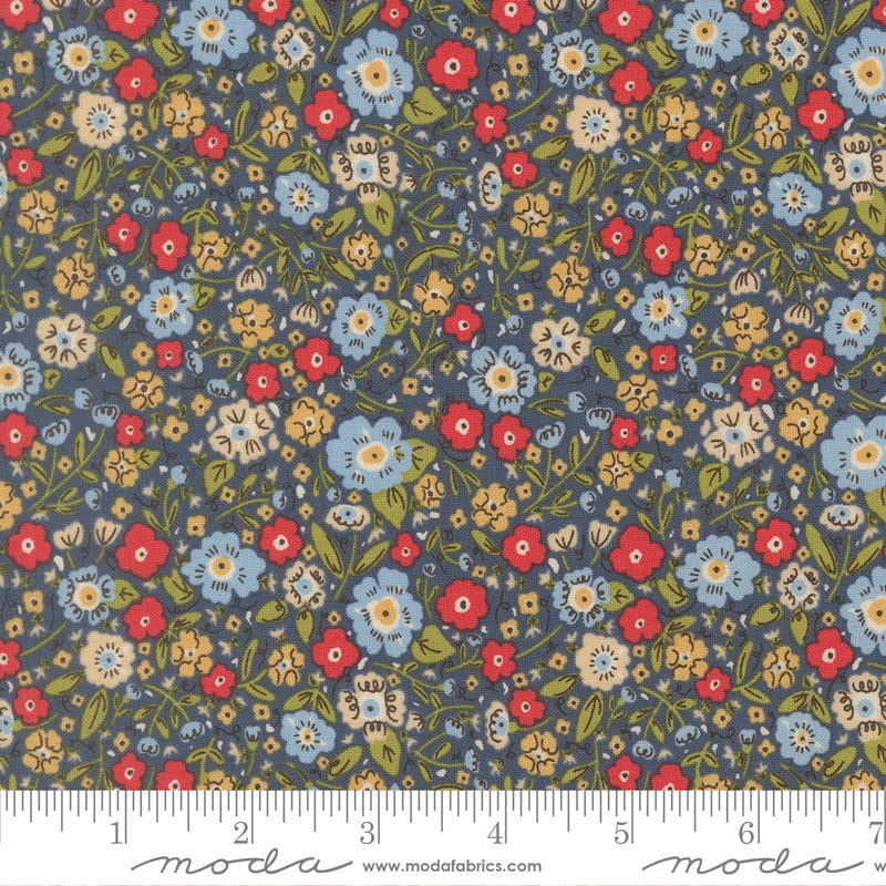 The Henhouse DENIM Calico Sm Floral yardage