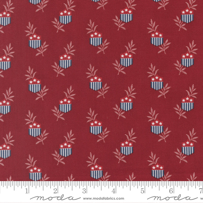 American Gatherings III Star Shield Crimson by Primitive Gatherings for Moda Fabrics 49320-13 scale