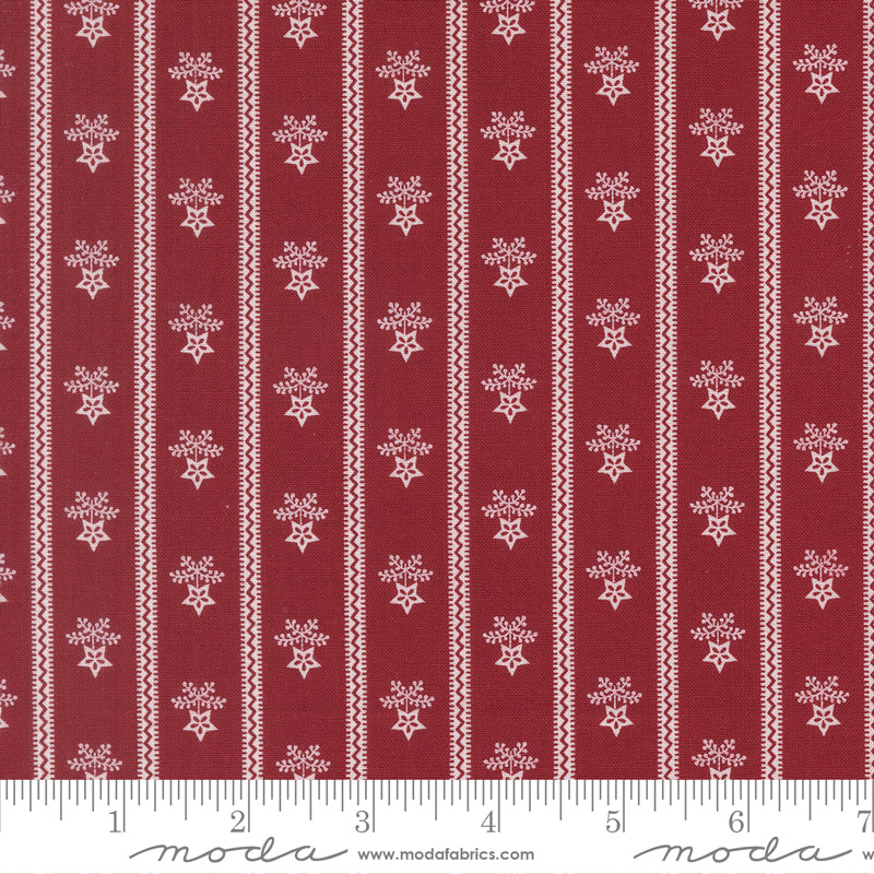 American Gatherings III Americana Star Bouquet Stripe Deep Crimson by Primitive Gatherings for Moda Fabrics 49322-13 scale