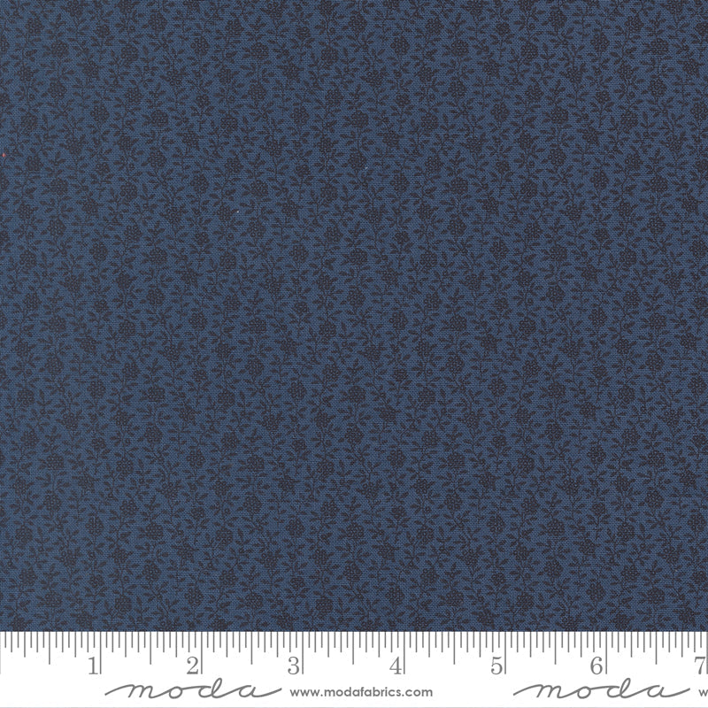 American Gatherings III Small Berry Floral Nautical Blue by Primitive Gatherings for Moda Fabrics 49326-14 scale