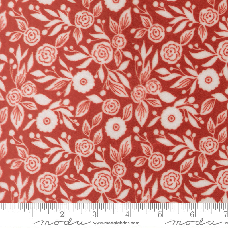 Christmas Eve Quilting Cuddle Winter Florals Cranberry by Lella Boutique for Moda Fabric 5143-16QC scale