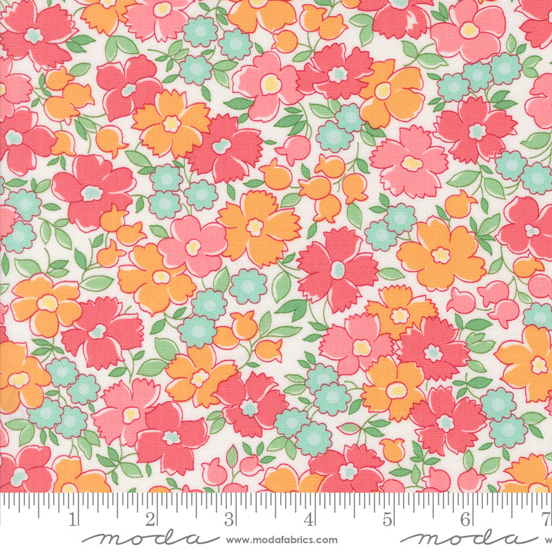 Summertime Flower Patch Florals Cream Pastel by Camille Roskelley for Moda Fabrics 55323-21 scale
