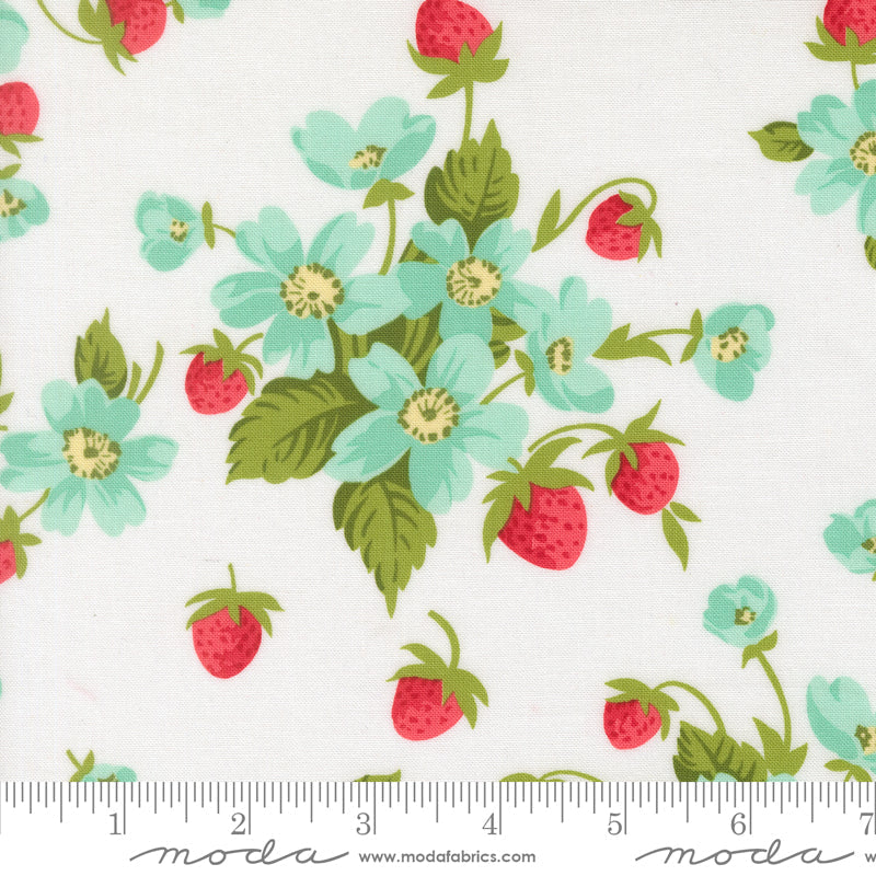 Bloomsberry In Bloom Florals Strawberries White by Camille Roskelley for Moda Fabrics