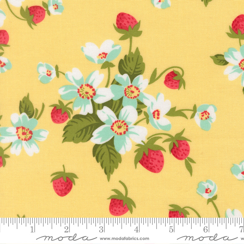 Bloomsberry In Bloom Florals Strawberries Buttermilk by Camille Roskelley for Moda Fabrics