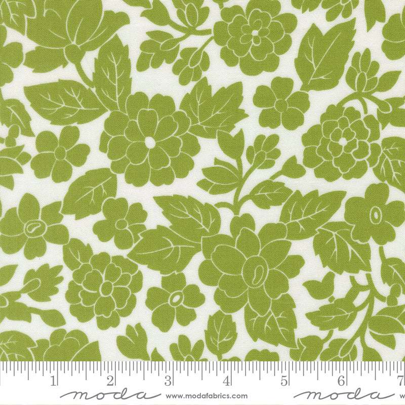 Bloomsberry London Damask Floral White Leaf by Camille Roskelley for Moda Fabrics
