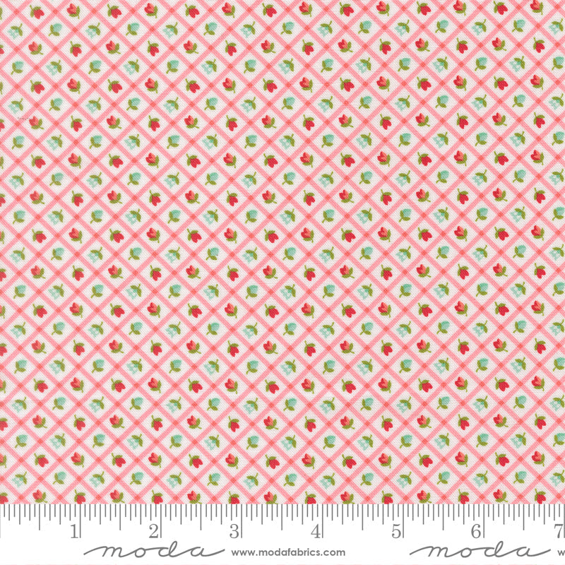 Bloomsberry Check Checks and Plaid Flower Blush by Camille Roskelley for Moda Fabrics