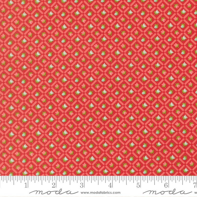 Bloomsberry Check Checks and Plaid Flower Red by Camille Roskelley for Moda Fabrics